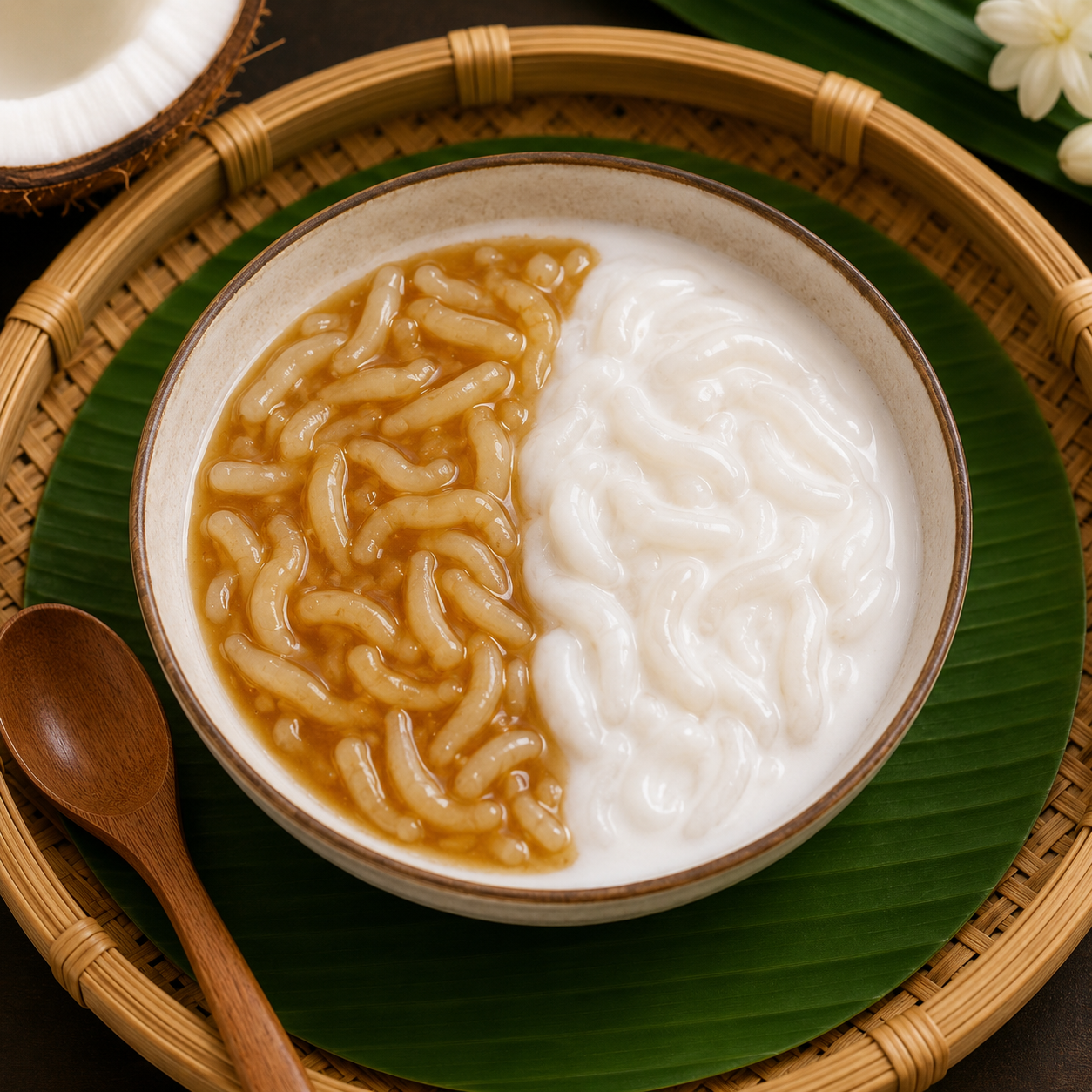 Pla Kim & Khai Tao in Coconut Milk — ขนมปลากิมไข่เต่า